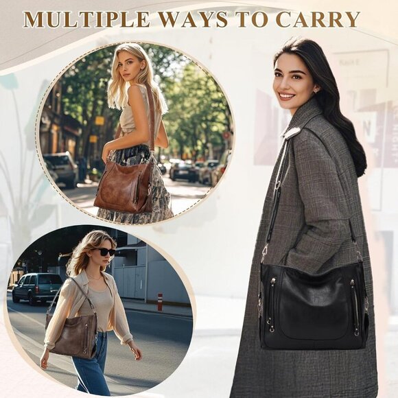 Hobo Bags for Women,Large Ladies Purses and Handbags Vegan Leather Shoulder Bags - Picture 6 of 7